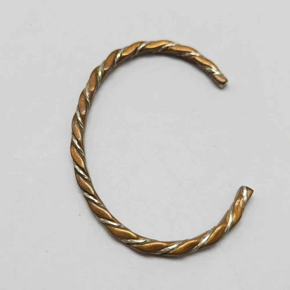 Twisted Copper Silver Open Cuff Bracelet By Sergio Lub